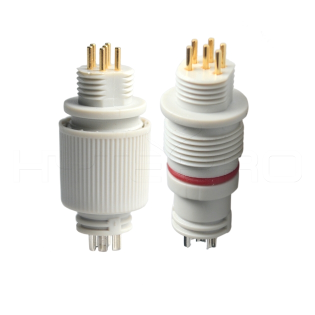 White 6 pin dc waterproof connector EC-006