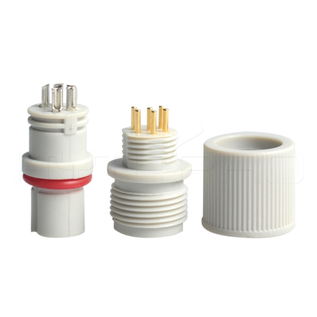 White 6 pin dc waterproof connector EC-006
