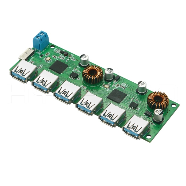 Multi 6 port USB 3.0 hub PCBA with B type input H619