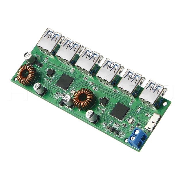 Multi 6 port USB 3.0 hub PCBA with B type input H619