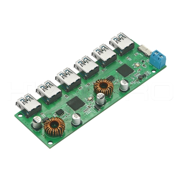 Multi 6 port USB 3.0 hub PCBA with B type input H619