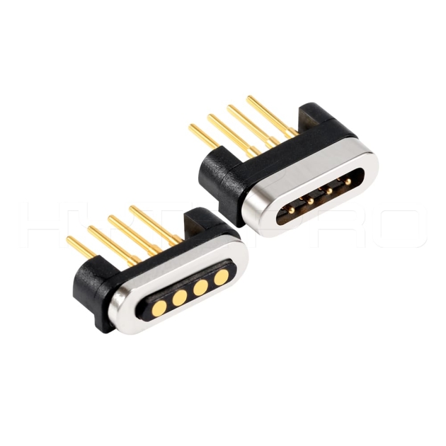 Straight 4 pogo pin magnetic data connector M411H