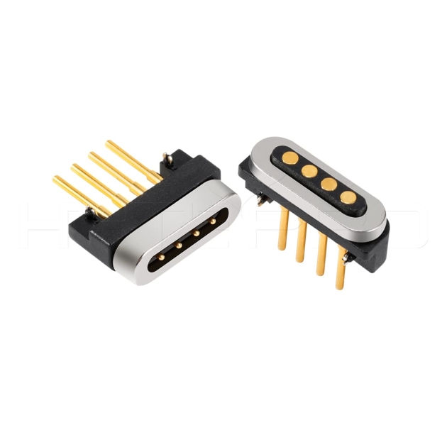 Straight 4 pogo pin magnetic data connector M411H