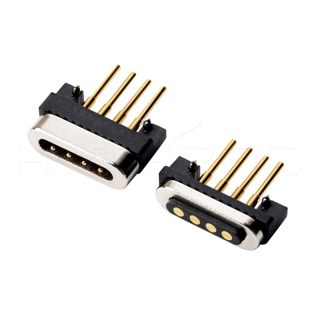 Straight 4 pogo pin magnetic data connector M411H