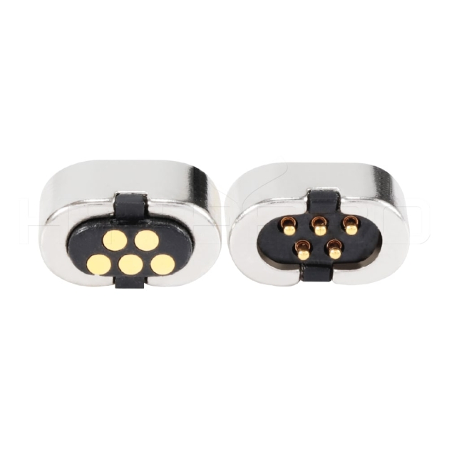 Double rows 5 pogo pin magnetic connector