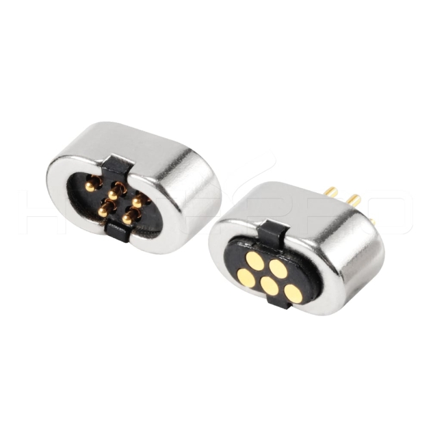 Double rows 5 pogo pin magnetic connector