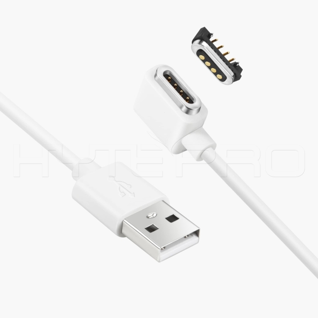 Cavo di ricarica pogo magnetico e connettore dati a 4 pin ad angolo retto M501W
