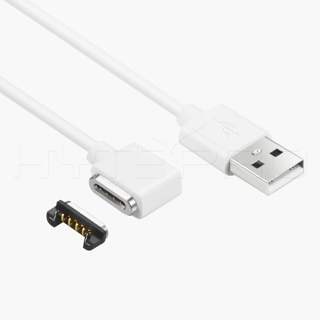 Cavo di ricarica pogo magnetico e connettore dati a 4 pin ad angolo retto M501W