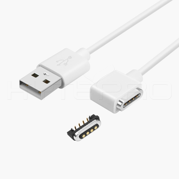 Cavo di ricarica pogo magnetico e connettore dati a 4 pin ad angolo retto M501W