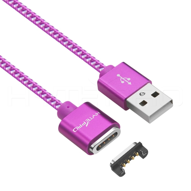 Cavo USB a 4 pin intrecciato viola e connettore per cavo di ricarica in alluminio magnetico M502