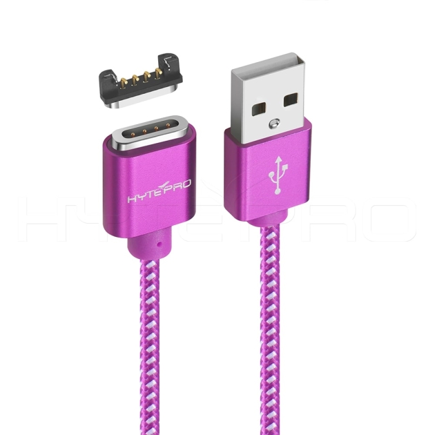 Purple aluminum 4pin magnetic charging braided cable M502