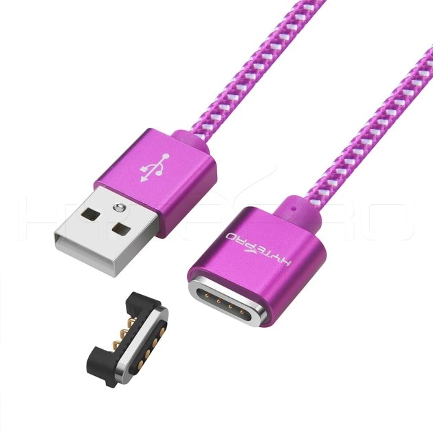 Cavo USB a 4 pin intrecciato viola e connettore per cavo di ricarica in alluminio magnetico M502