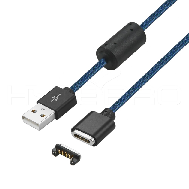 Self-mating braided 4 pin magnetic charging cable with ferrite M903