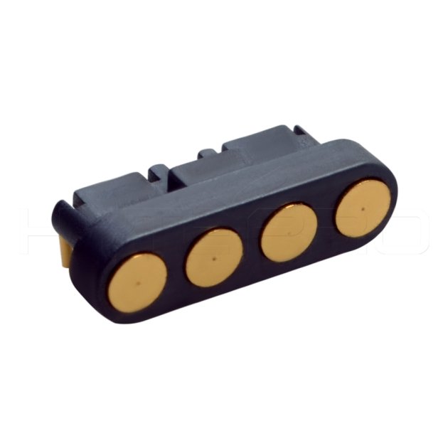 Right angle 4 pogo pin contacts power connector C714