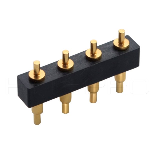 Brass gold plated 4 pogo pin connector C724