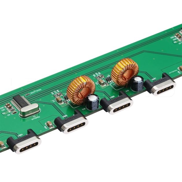 Custom pcb 16ports hub circuit board design with 4 pin magnetic connectors H37