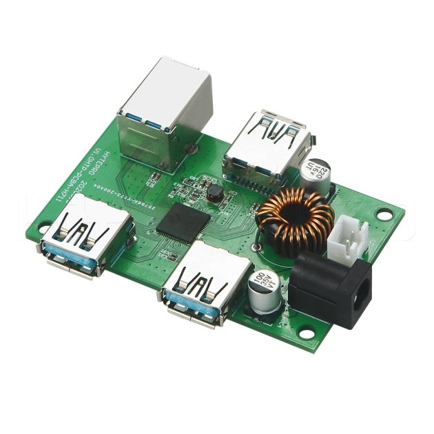 Ethernet 3 porte USB 3.0 hub printkortdesign med jævnstrømforsyning H711