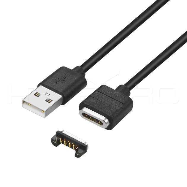 Sort 4-pins magnetisk USB-ladekabelstik M512