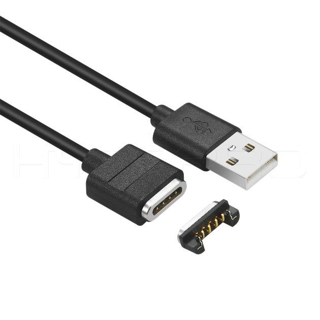 Sort 4-pins magnetisk USB-ladekabelstik M512