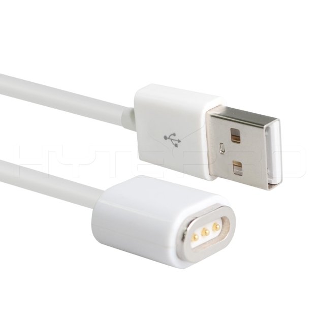 Hvidt USB-kabel han 3 pogo pin magnetisk stik M522